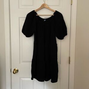 Old Navy Black Puff Sleeve Midi Dress